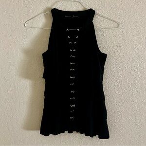 White House Black Market Ruffled Lace-Up Blouse